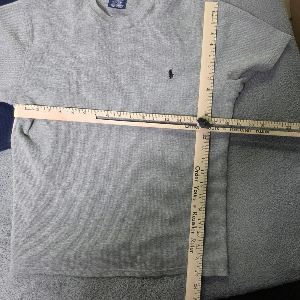 Polo Ralph Lauren Mens M L Waffle Knit Thermal Shirts Grey Navy Red 2pk Bundle